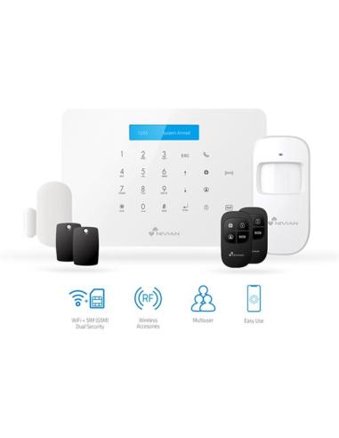 ALARMA DOMESTICA NIVIAN KIT ALARMA SMART WIFI - 4G / 1XPANEL (BATERIA DE RESPALDO Y SIRENA) / 2XCONTROL REMOTO / 2XLLAVEROS TAG 