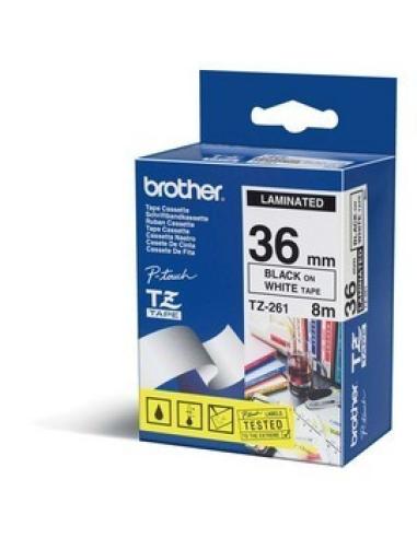 CINTA BROTHER P-TOUCH LAMINADA NEGRO SOBRE BLANCO 36mm 8M (TZe261)