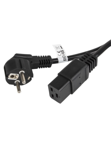 CABLE LANBERG ALIMENTACION CEE 7/7 A IEC 320 C19 1.8M 16A VDE NEGRO