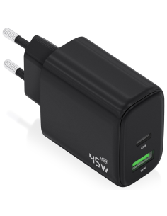 CARGADOR AISENS GAN 45W 1XUSB-C PD3.0 QC4.0 1XUSB-A QC3.0 NEGRO