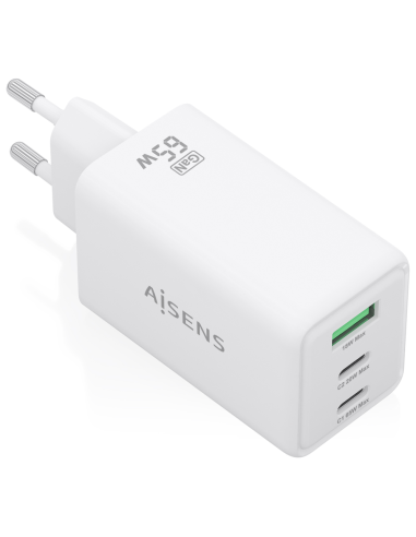 CARGADOR AISENS GAN 65W 2XUSB-C PD3.0 QC4.0 1XUSB-A QC3.0 BLANCO