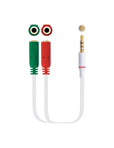ADAPTADOR AUDIO JACK 3.5M 4 PIN-2XJACK 3.5H 3 PIN BLANCO 20CM NANOC 10.24.1201