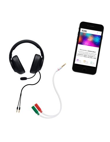 ADAPTADOR AUDIO JACK 3.5M 4 PIN-2XJACK 3.5H 3 PIN BLANCO 20CM NANOC 10.24.1201