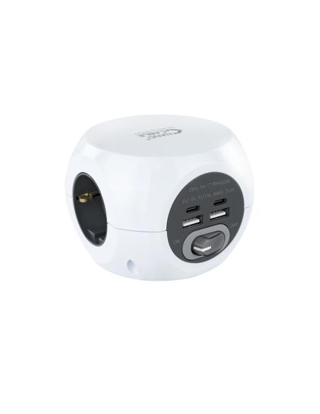CARGADOR USB NANOCABLE 2USB-C 2USB-A 3ENCHUFES 16A BLANCO 10.37.0001
