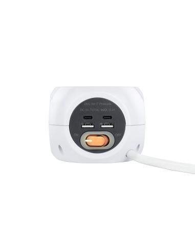 CARGADOR USB NANOCABLE 2USB-C 2USB-A 3ENCHUFES 16A BLANCO 10.37.0001