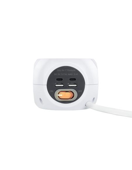CARGADOR USB NANOCABLE 2USB-C 2USB-A 3ENCHUFES 16A BLANCO 10.37.0001