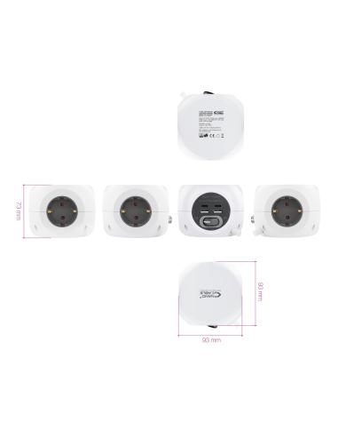 CARGADOR USB NANOCABLE 2USB-C 2USB-A 3ENCHUFES 16A BLANCO 10.37.0001