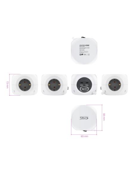 CARGADOR USB NANOCABLE 2USB-C 2USB-A 3ENCHUFES 16A BLANCO 10.37.0001