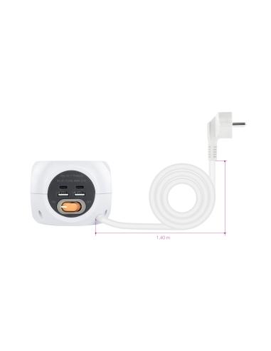 CARGADOR USB NANOCABLE 2USB-C 2USB-A 3ENCHUFES 16A BLANCO 10.37.0001