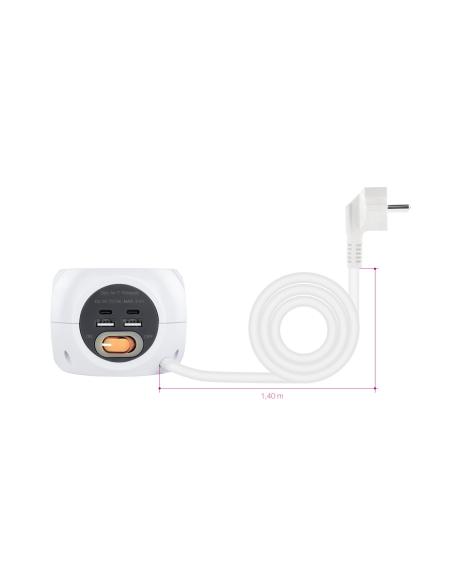 CARGADOR USB NANOCABLE 2USB-C 2USB-A 3ENCHUFES 16A BLANCO 10.37.0001