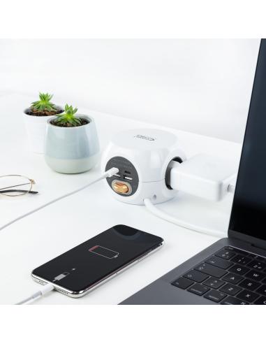 CARGADOR USB NANOCABLE 2USB-C 2USB-A 3ENCHUFES 16A BLANCO 10.37.0001
