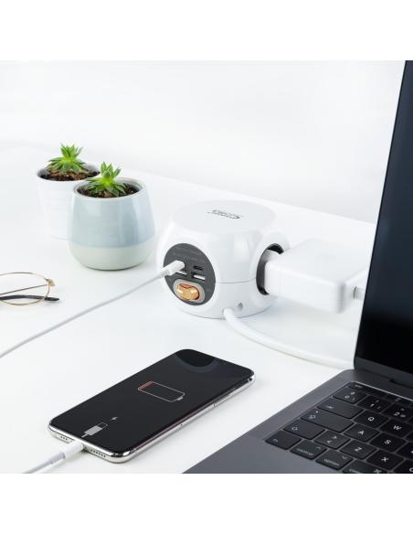 CARGADOR USB NANOCABLE 2USB-C 2USB-A 3ENCHUFES 16A BLANCO 10.37.0001