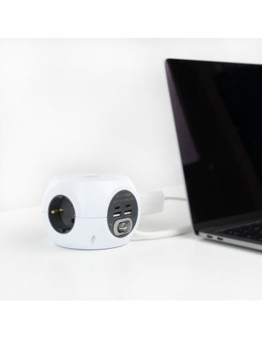 CARGADOR USB NANOCABLE 2USB-C 2USB-A 3ENCHUFES 16A BLANCO 10.37.0001