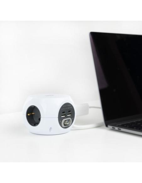 CARGADOR USB NANOCABLE 2USB-C 2USB-A 3ENCHUFES 16A BLANCO 10.37.0001