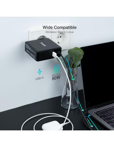 CARGADOR PORTATIL USB-C TOOQ PD3.0 90W NEGRO TQLC-USBC90PD