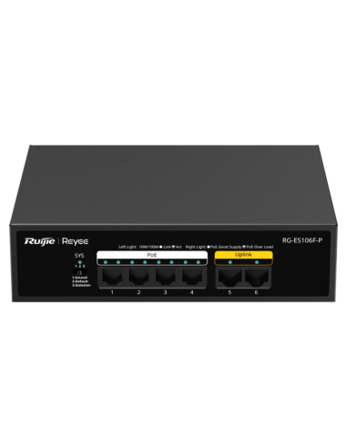 SWITCH RUIJIE UNMANAGED 8 PUERTOS GIGABIT POE 1 SFP BLACK