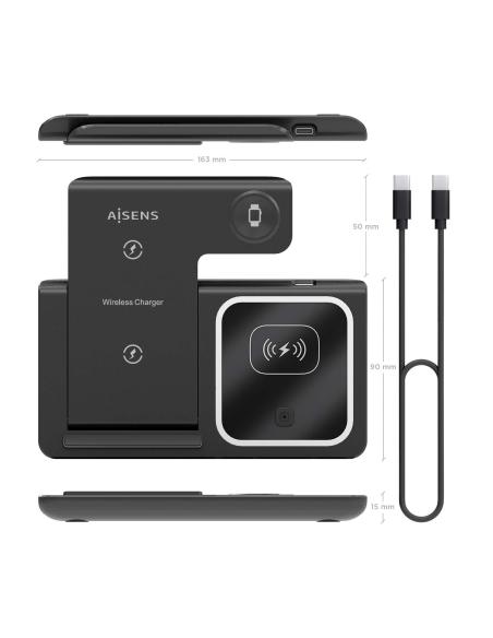 CARGADOR USB-C 15W MOVIL INALAM WATCH AURICULARES NEGRO AISENS ASCH-15W3WC043-BK