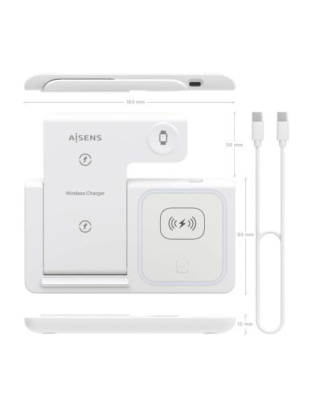 CARGADOR USB-C 15W MOVIL INALA WATCH AURICULARES BLANCO AISENS ASCH-15W3WC044-W