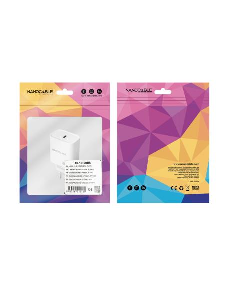 CARGADOR USB-C PD 20W BLANCO NANOCABLE 10.10.2005