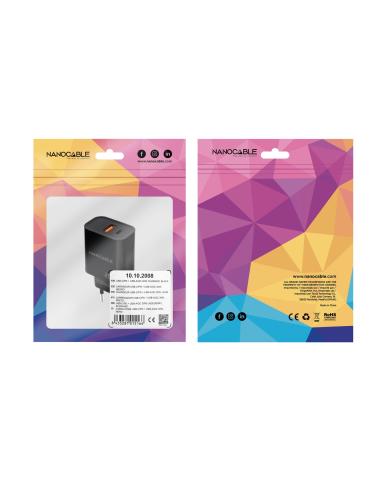 CARGADOR USB-CPD USB-AQC 20W NEGRO NANOCABLE 10.10.2008