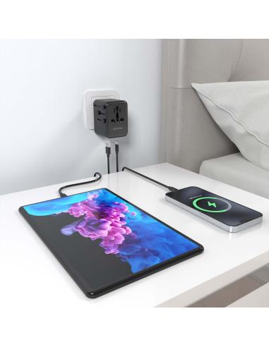 CARGADOR GAN PARED 2XUSB-A 2XUSB-C NEGRO AISENS ASPS-2A2C08-BK