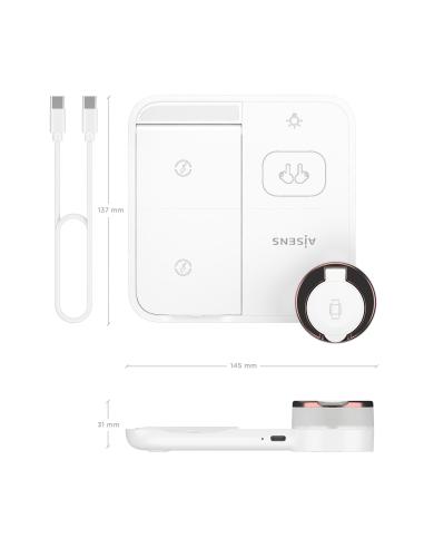 CARGADOR INALAMBRICO LUZ 4 EN 1 MOVIL APPLE WATCH AURICU AISENS ASCH-15W4WC061-W
