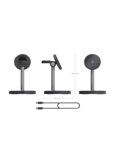 CARGADOR INALAM 3 EN 1 MOVIL APPLE WATCH AURICULA NEGRO AISENS ASCH-15W3WC066-BK
