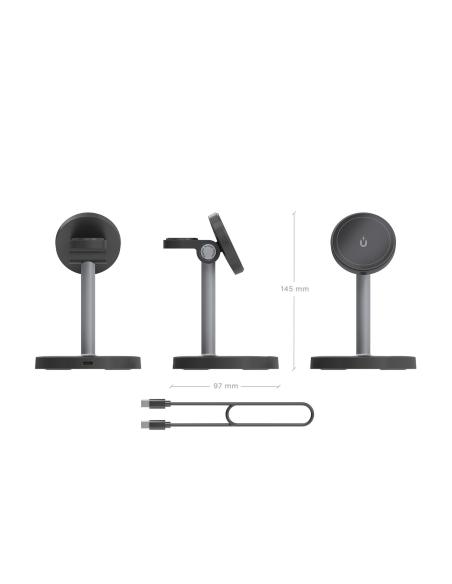 CARGADOR INALAM 3 EN 1 MOVIL APPLE WATCH AURICULA NEGRO AISENS ASCH-15W3WC066-BK