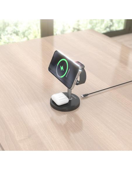 CARGADOR INALAM 3 EN 1 MOVIL APPLE WATCH AURICULA NEGRO AISENS ASCH-15W3WC066-BK