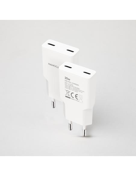 CARGADOR 2XUSB-CPD 20W BLANCO NANOCABLE 10.10.2023
