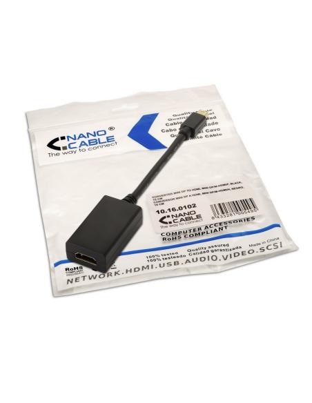 CONVERSOR MINI DP A HDMI MINI DPM-HDMIH NEGRO 15 CM NANOCABLE 10.16.0102