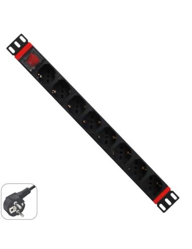 REGLETA 8 ENCHUFES SHUCO CON PROTECCION WPN PARA ARMARIO RACK P/N: WPN-PDU-G01-08