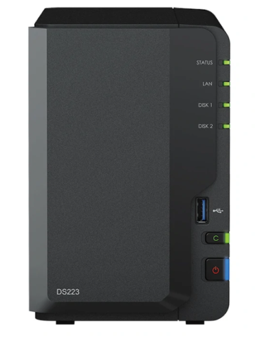 CAJA SYNOLOGY DISK STATION DS223 / 2 BAY / (SIN DISCO DURO) / 3XUSB / 1 X ETHERNET / 2 GB / RTD1619B /