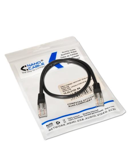 CABLE RED LATIGUILLO RJ45 CAT.5E UTP AWG24 NEGRO 0.5 M NANOCABLE 10.20.0100-BK