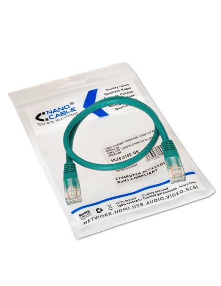 CABLE RED LATIGUILLO RJ45 CAT.5E UTP AWG24 VERDE 0.5 M NANOCABLE 10.20.0100-GRUC