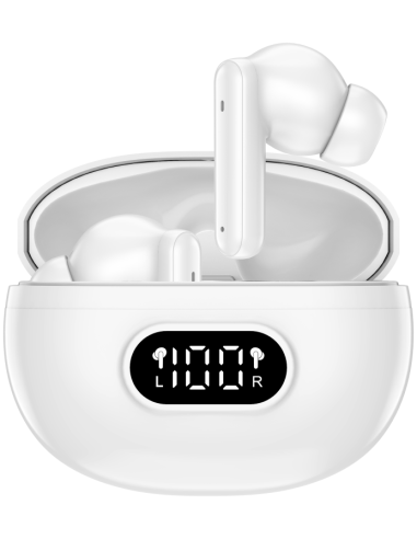 AURICULARES BLUETOOTH DENVER INALAMBRICOS CON ENC (4 MICROFONOS) BLANCO
