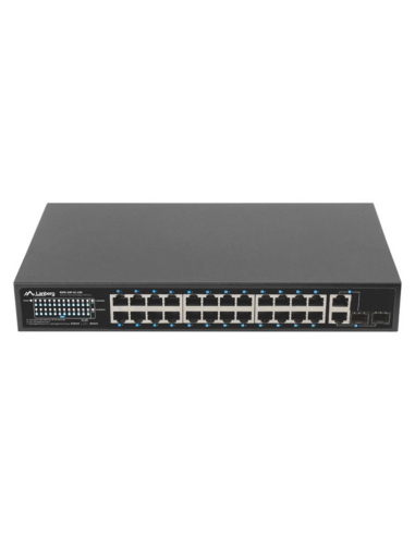 SWITCH LANBERG 24 PTOS 100MB POE+/2X COMBO GIGABIT ETHERNET 250W RACK 19"