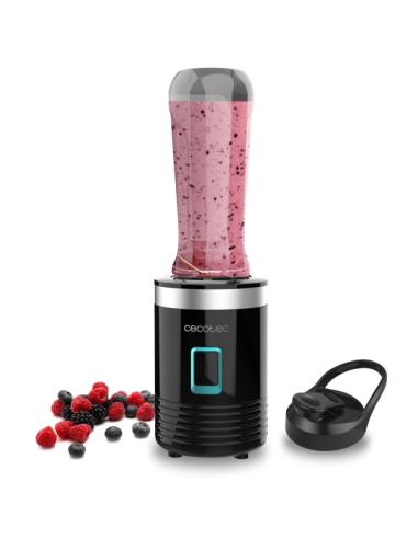 BATIDORA DE VASO INDIVIDUAL CECOTEC POWER TITANIUM 350 / 350W / 4 CUCHILLAS / TAPAS ANTIFUGAS / NEGRO / 04395