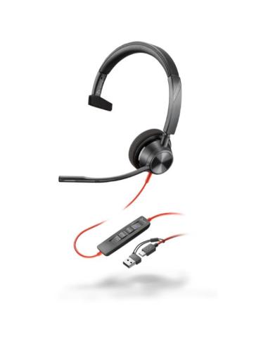 AURICULAR MONOAURAL POLY / PLANTRONIC BLACKWIRE 3310-M / DIADEMA / USB-A USB-C / 212703-01 (8X216AA)