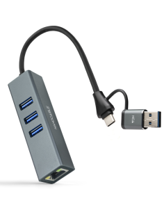 HUB NANOCABLE 10.03.0412 USB-C+USB-A 3.0 ETHERNET 3XUSB-A 3.0 GRIS