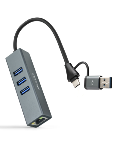 HUB NANOCABLE 10.03.0412 USB-C+USB-A 3.0 ETHERNET 3XUSB-A 3.0 GRIS
