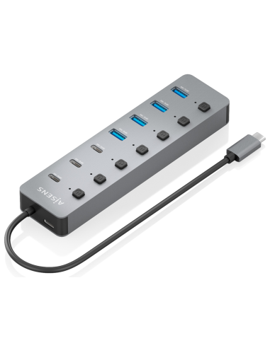 HUB AISENS USB3.2 Gen2 10G USB-C-4xUSB-A+3xUSB-C+1xUSB-C PD3.0 100W 30CM