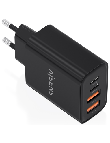 CARGADOR AISENS GaN 32W 2xUSB-C PD3.0, 2xUSB-A NEGRO