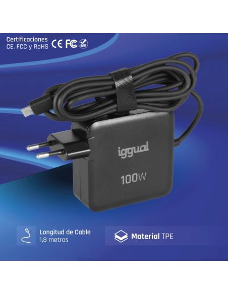 Iggual cargador portátil y móvil tipo c pd 100w