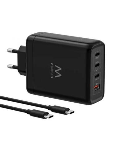 Ewent cargador usb 140w gan fast 4-puertos 2m