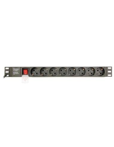 REGLETA GEMBIRD 8 ENCHUFES SHUCO CON PROTECCION PARA ARMARIO RACK / ENCHUFE C14 / CABLE 3 M. / EG-PDU-014-C14