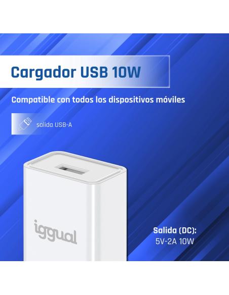 Iggual cargador de pared 1xusb-a 5v/2a (10w)