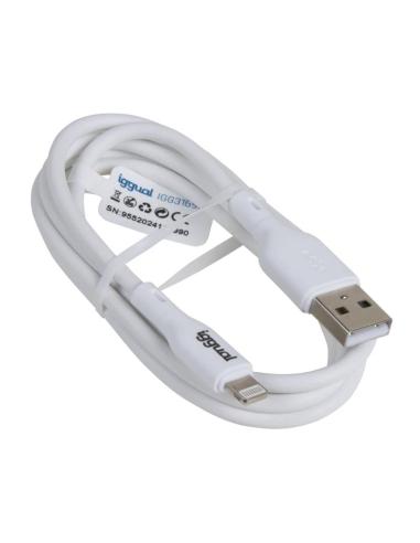 Iggual cable usb-a/lightning 100 cm blanco