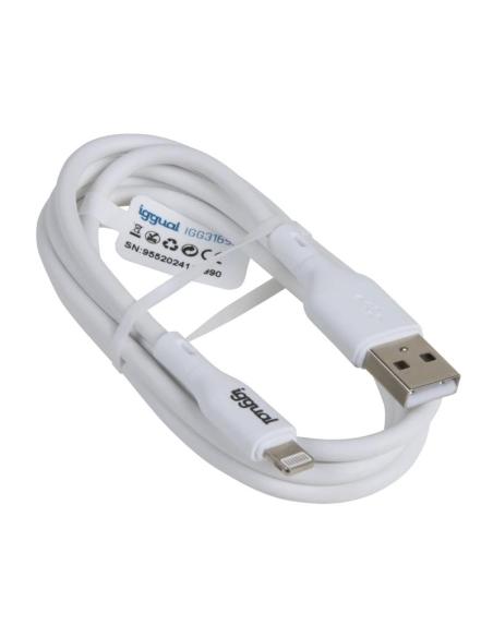 Iggual cable usb-a/lightning 100 cm blanco