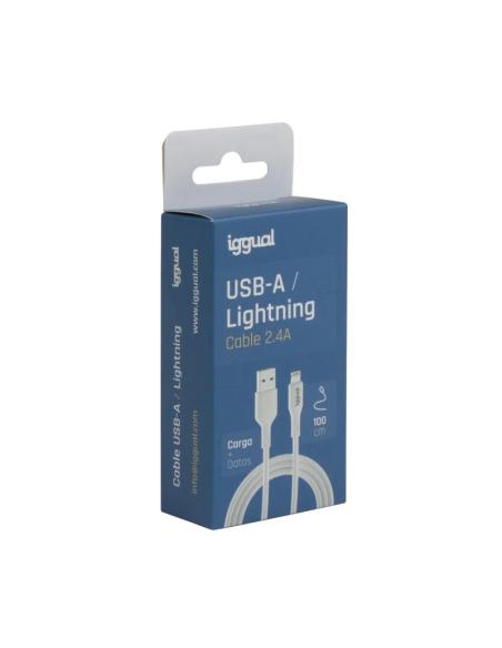 Iggual cable usb-a/lightning 100 cm blanco